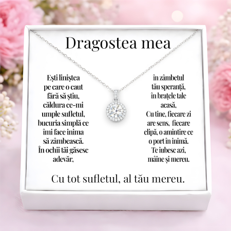 CADOURI IUBITA - Colier Pentru Iubita Pandantiv Cristale Cu Mesaj De Dragoste