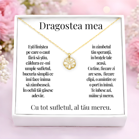 CADOURI IUBITA - Colier Pentru Iubita Pandantiv Cristale Cu Mesaj De Dragoste