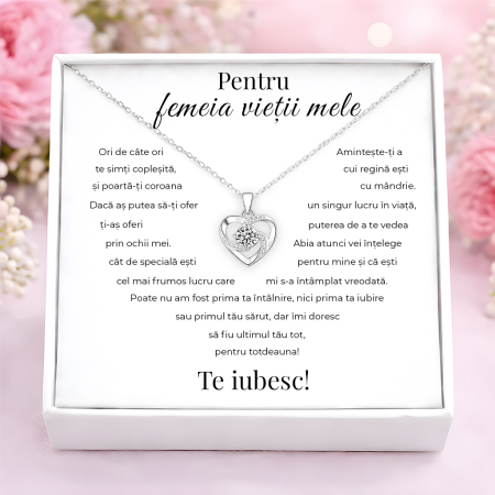 CADOURI FEMEI - Colier Pentru Iubita Pandantiv Cristale Cu Mesaj De Dragoste