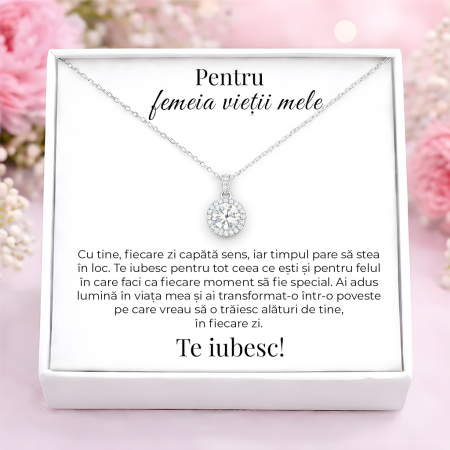 CADOURI IUBITA - Colier Pentru Iubita Pandantiv Cristale Cu Mesaj De Dragoste