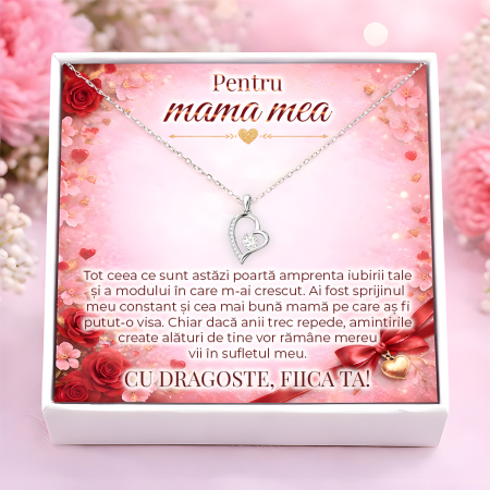 CADOURI MAMA - Colier Pentru Mama Pandantiv Cristale Cu Mesaj De La Fiica