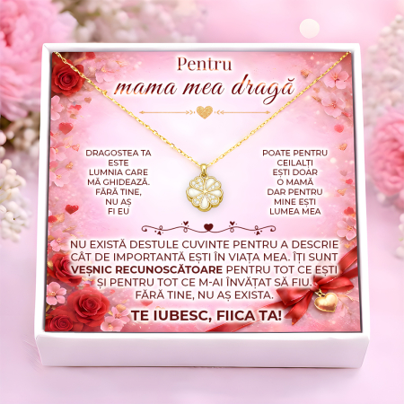 CADOURI MAMA - Colier Pentru Mama Pandantiv Cristale Cu Mesaj De La Fiica
