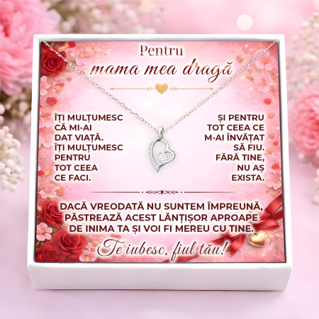 CADOURI MAMA - Colier Pentru Mama Pandantiv Cristale Cu Mesaj De La Fiu