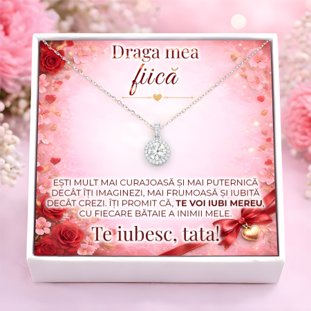 CADOURI FIICA - Colier Pentru Fiica Pandantiv Cristale Cu Mesaj De La Tata