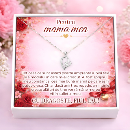 CADOURI MAMA - Colier Pentru Mama Pandantiv Cristale Cu Mesaj De La Fiu