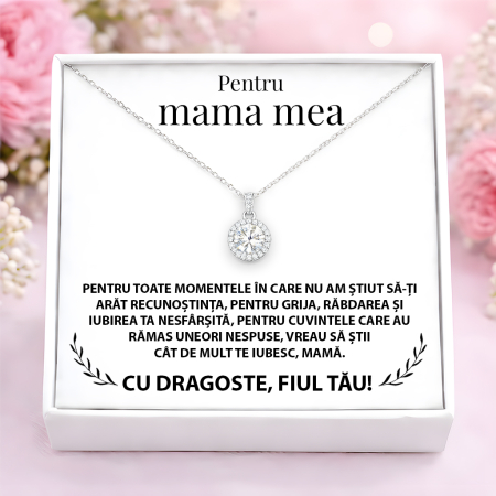 CADOURI MAMA - Colier Pentru Mama Pandantiv Cristale Cu Mesaj De La Fiu