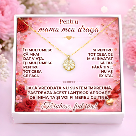 CADOURI MAMA - Colier Pentru Mama Pandantiv Cristale Cu Mesaj De La Fiu