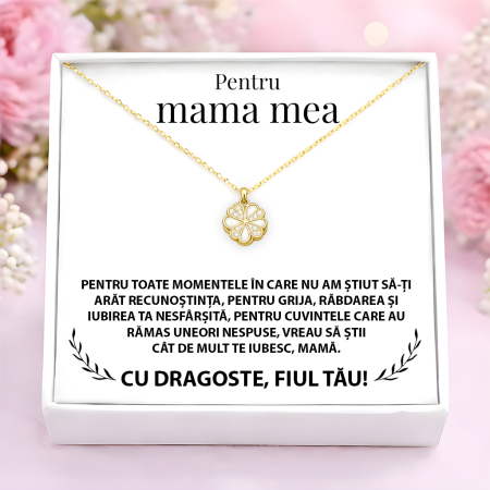 CADOURI MAMA - Colier Pentru Mama Pandantiv Cristale Cu Mesaj De La Fiu