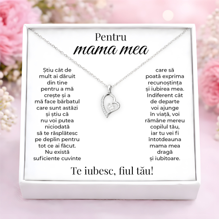 CADOURI MAMA - Colier Pentru Mama Pandantiv Cristale Cu Mesaj De La Fiu