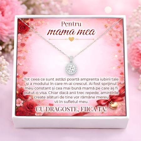 CADOURI MAMA - Colier Pentru Mama Pandantiv Cristale Cu Mesaj De La Fiica