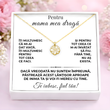 CADOURI MAMA - Colier Pentru Mama Pandantiv Cristale Cu Mesaj De La Fiu