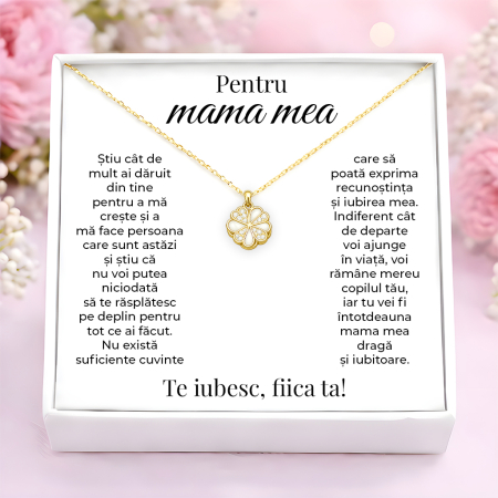 CADOURI MAMA - Colier Pentru Mama Pandantiv Cristale Cu Mesaj De La Fiica