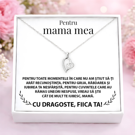 CADOURI MAMA - Colier Pentru Mama Pandantiv Cristale Cu Mesaj De La Fiica