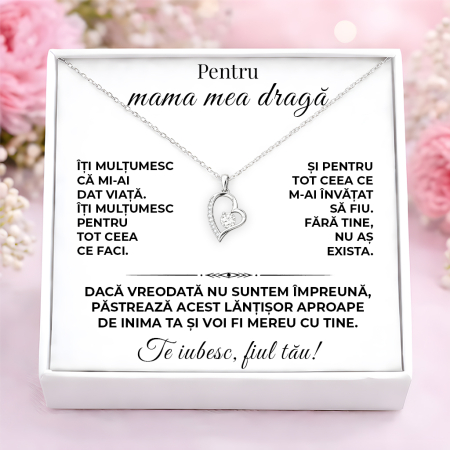 CADOURI MAMA - Colier Pentru Mama Pandantiv Cristale Cu Mesaj De La Fiu