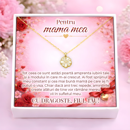 CADOURI MAMA - Colier Pentru Mama Pandantiv Cristale Cu Mesaj De La Fiu