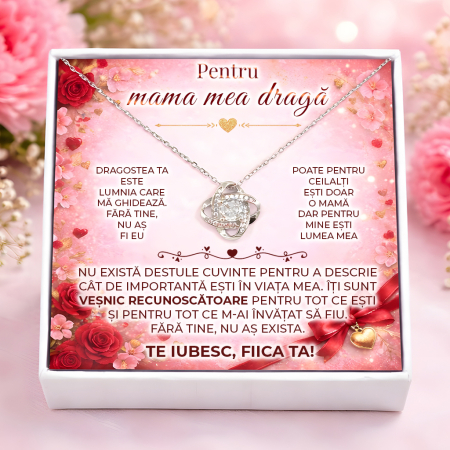 CADOURI MAMA - Colier Pentru Mama Ta Pandantiv Cristale Cu Mesaj De la Fiica