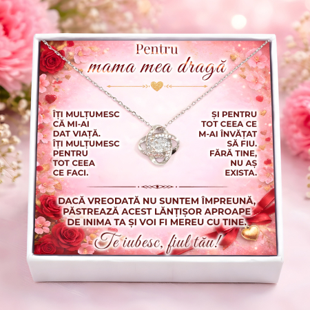 CADOURI MAMA - Colier Pentru Mama Ta Pandantiv Cristale Cu Mesaj De la Fiu