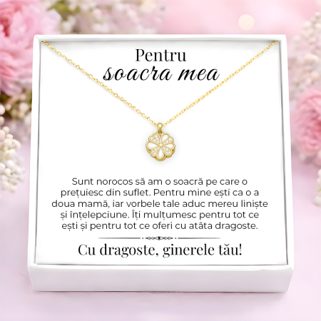 CADOURI SOACRA - Colier Pentru Soacra Pandantiv Cristale Cu Mesaj De La Ginere
