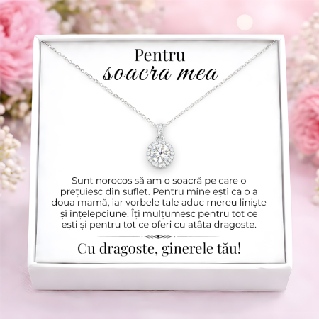 CADOURI SOACRA - Colier Pentru Soacra Pandantiv Cristale Cu Mesaj De La Ginere