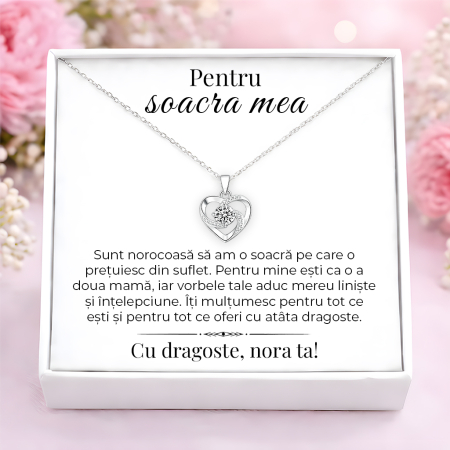 CADOURI SOACRA - Colier Pentru Soacra Pandantiv Cristale Cu Mesaj De La Nora