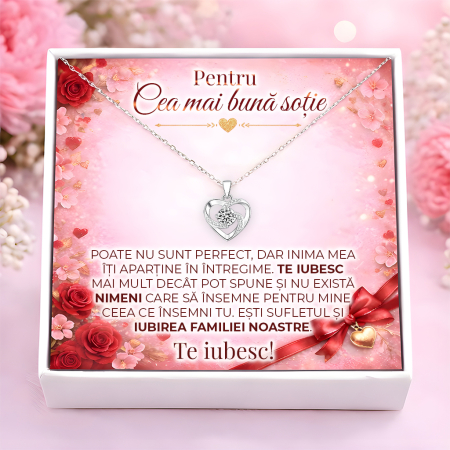 CADOURI SOTIE - Colier Pentru Sotie Pandantiv Cristale Cu Mesaj De Dragoste