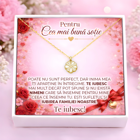 CADOURI SOTIE - Colier Pentru Sotie Pandantiv Cristale Cu Mesaj De Dragoste