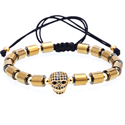 PROMOTII BRATARI - Gold Skull Stone Bracelet