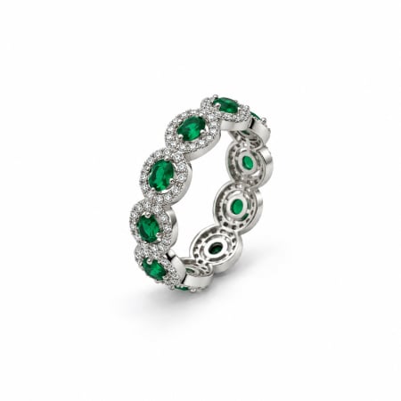 INELE ARGINT - Inel Angelic Dama Argint 925 Full Diamonds Green