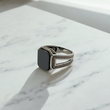 Inel Argint 925 Black Stone Classic [3]