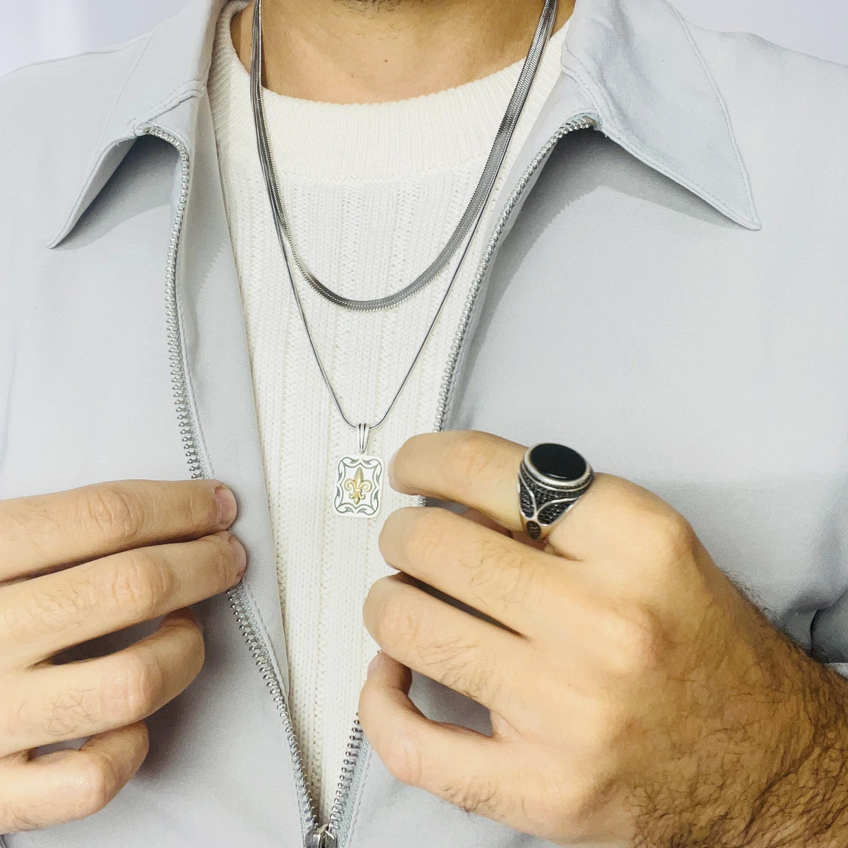 Inel Argint 925 Classic Men Leaf Zirconium [1]