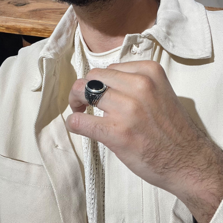 Inel Argint 925 Classic Men Oval Stone [1]