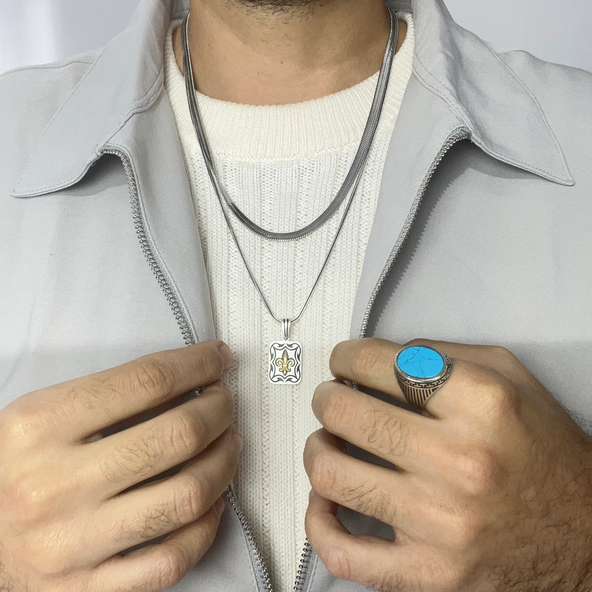Inel Argint 925 Classic Men Turcoaz [1]