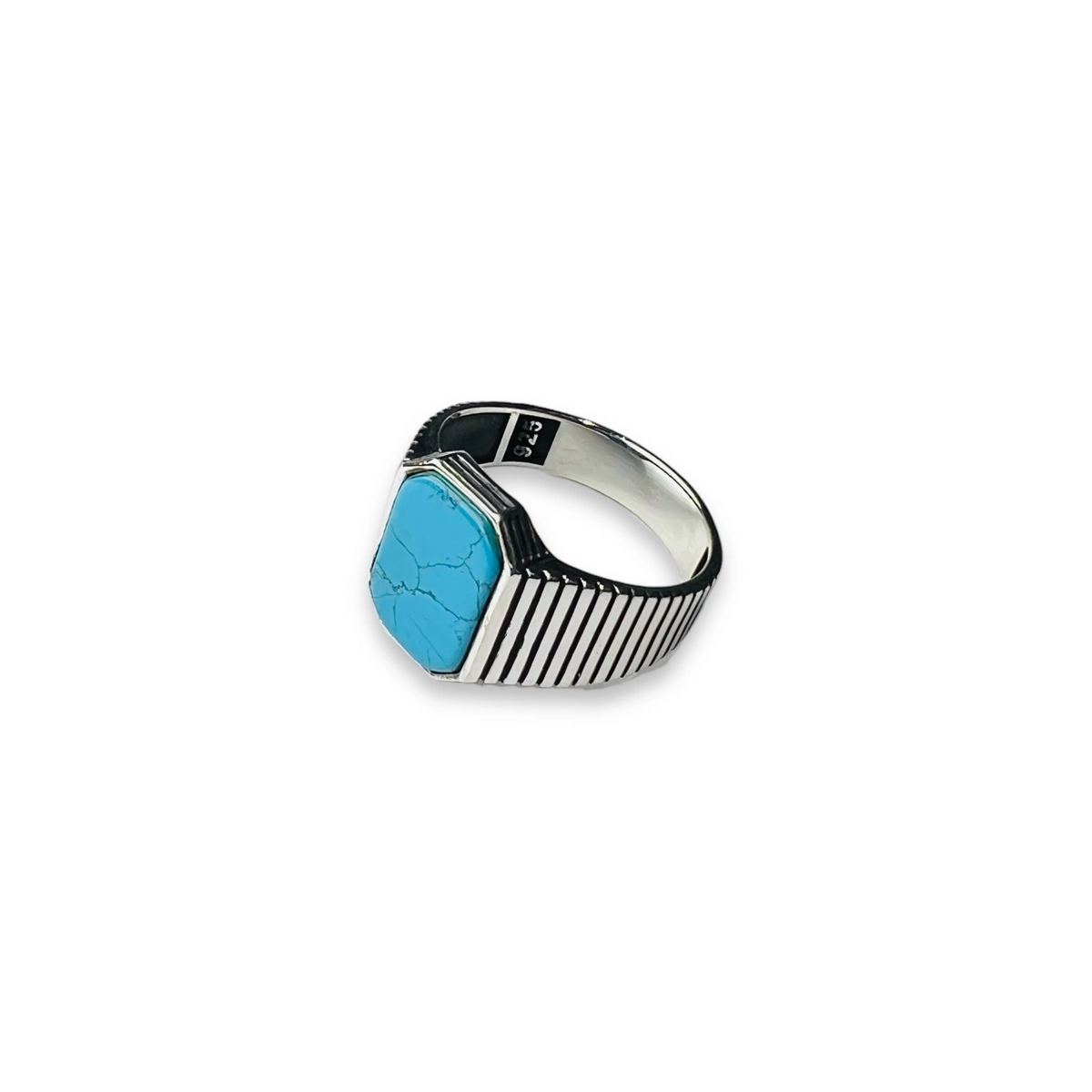 INELE ARGINT - Inel Argint 925 Classic Men Turcoaz