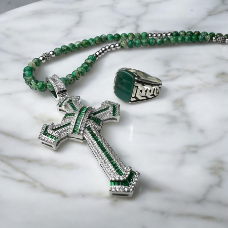 Inel Argint 925 Cuban Design Green [1]