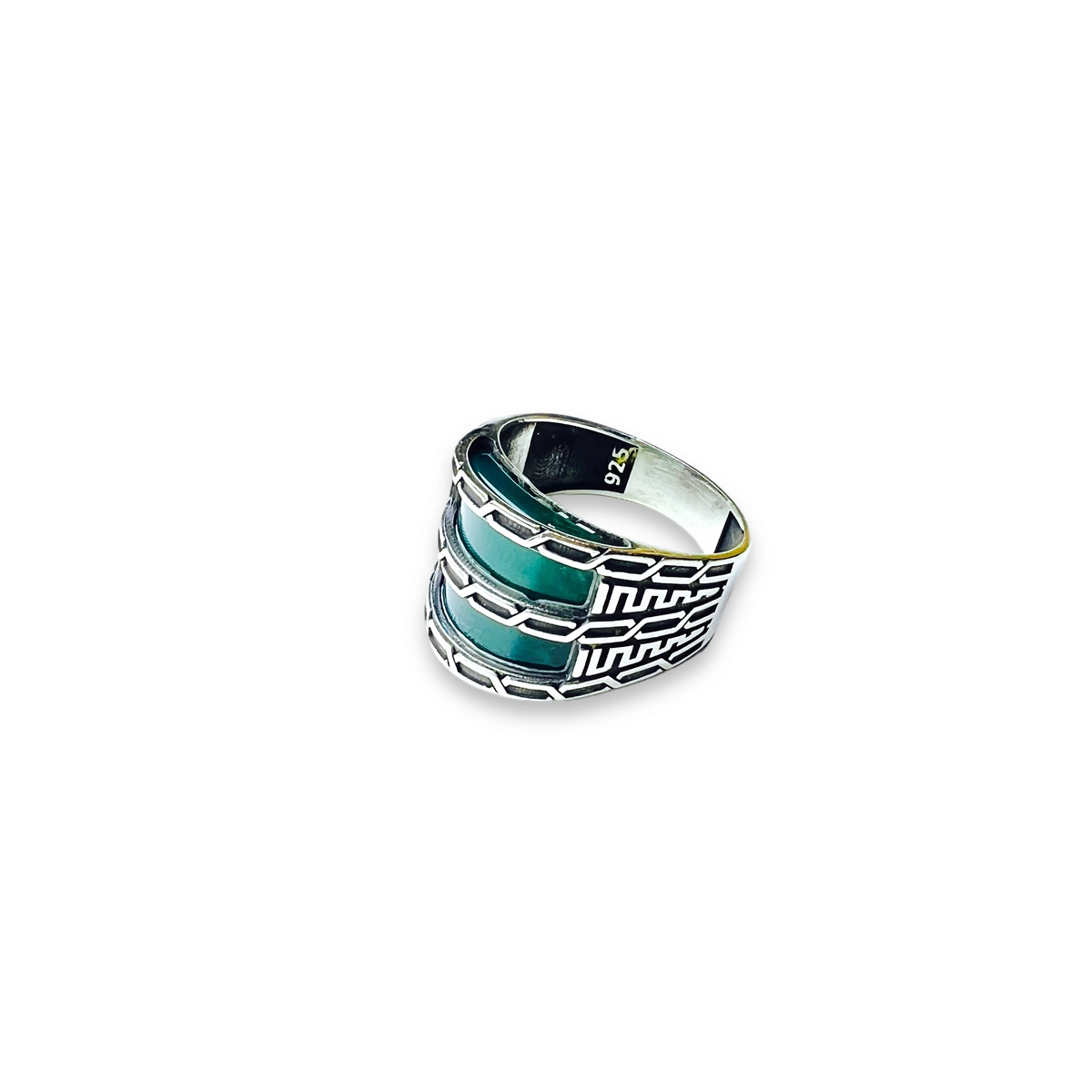 INELE ARGINT - Inel Argint 925 Green Chain Design