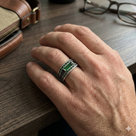 Inel Argint 925 Green Stone [1]