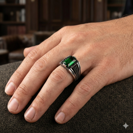 Inel Argint 925 Green Stone [1]