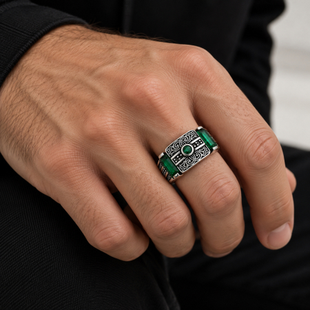 Inel Argint 925 Green Stone Medieval [1]
