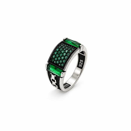 INELE ARGINT - Inel Argint 925 Green Tennis Arabic