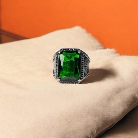 Inel Argint 925 Oversized Green Stone [1]