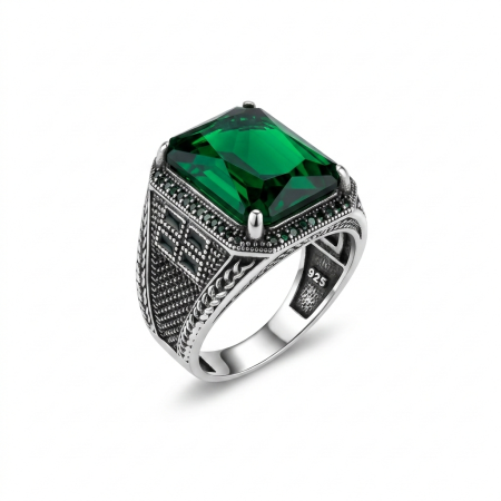 INELE ARGINT - Inel Argint 925 Oversized Green Stone
