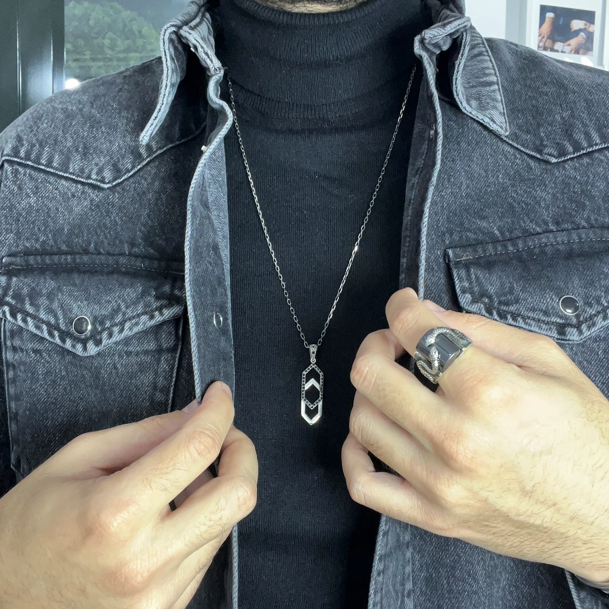 Inel Argint 925 Snake Onix [2]