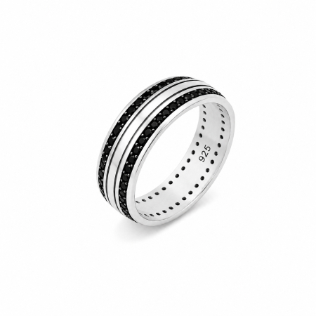 INELE ARGINT - Inel Argint 925 Tennis 2 Row Black Zirconium