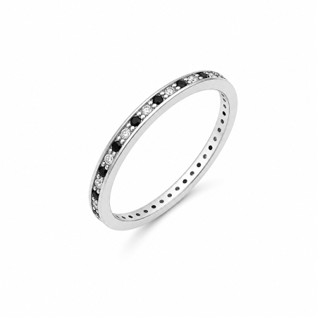 INELE ARGINT - Inel Argint 925 Tennis Slim 2 MM Alb-Negru