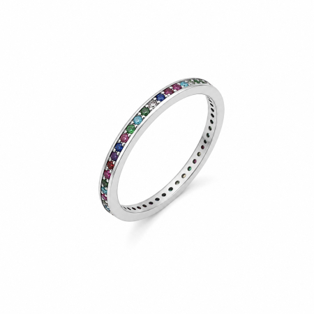 INELE ARGINT - Inel Argint 925 Tennis Slim 2 MM Rainbow
