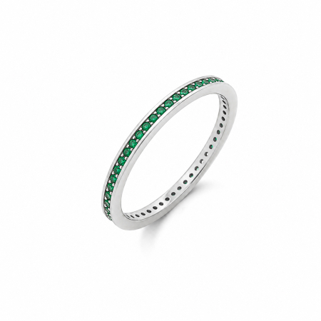 INELE ARGINT - Inel Argint 925 Tennis Slim 2 MM Verde
