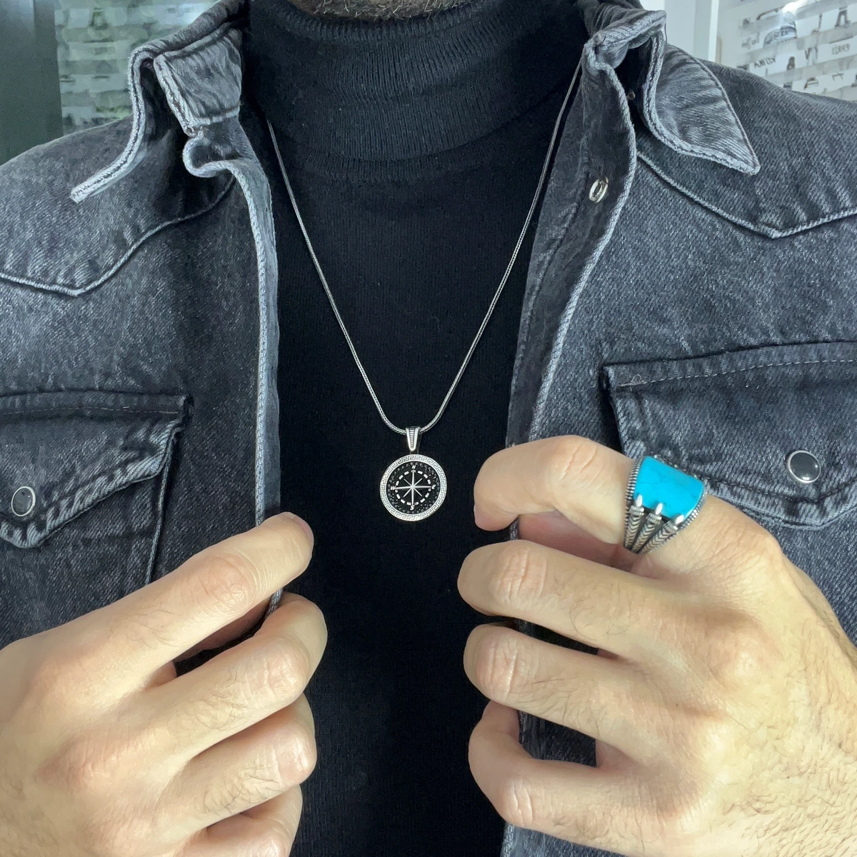 Inel Argint 925 Turcoaz Claws Stone [1]