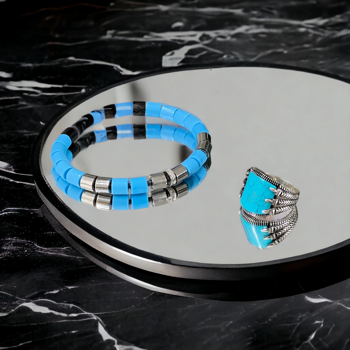 Inel Argint 925 Turcoaz Claws Stone [2]