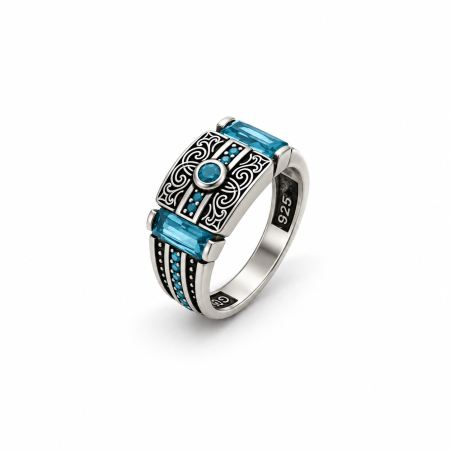 INELE ARGINT - Inel Argint 925 Turcoaz Stone Medieval