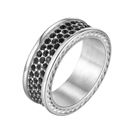 INELE - Inel Barbati Full Black Diamonds Waterproof